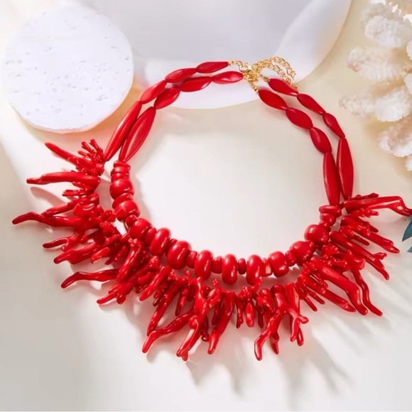 Vintage Red Coral Statement Necklace - Picture 6 of 10